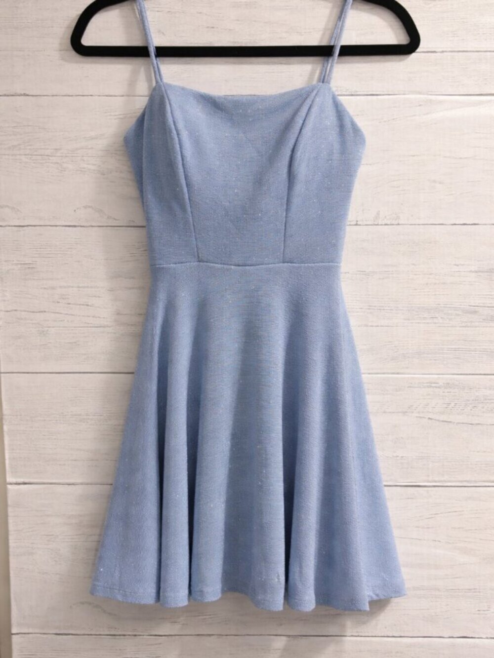 B. Smart Blue Shimmer Fit & Flare Dress XS Size 0 Spaghetti Strap Party